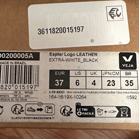 Veja Cream and Black Casual Sneakers - Picture 8 of 9